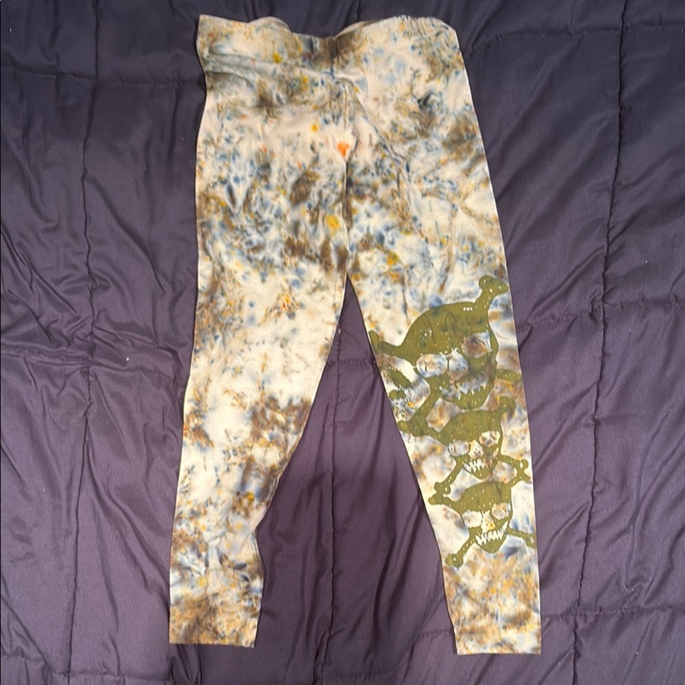 Cream and Green Camouflage Leggings